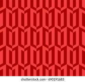 Red seamless abstract isometric wave pattern; Geometrical simple image background