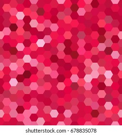 Red seamless abstract mosaic background. Hexagons geometric background. Design elements. Vector illustration