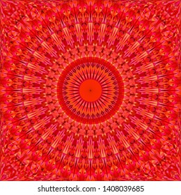 Red seamless abstract triangle mosaic tile kaleidoscope mandala wallpaper pattern - geometrical vector background graphic design