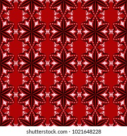 Red seamless background with black and white design elements. Pattern for wallpapers, textile and fabrics