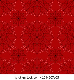 Red seamless background with black and white design elements. Pattern for wallpapers, textile and fabrics