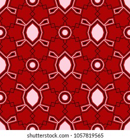 Red seamless background with black and white geometric pattern. For textile and wallpapers