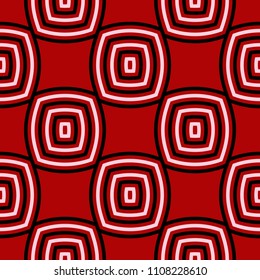 Red seamless background with black and white geometric pattern. For textile and wallpapers