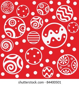 Red seamless background. Christmas balls.