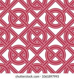 Red seamless background. Geometric pink and beige pattern for wallpapers, textile and fabrics