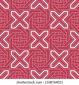 Red seamless background. Geometric pink and beige pattern for wallpapers, textile and fabrics