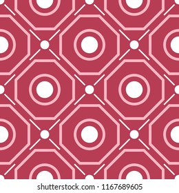 Red seamless background. Geometric pink and beige pattern for wallpapers, textile and fabrics