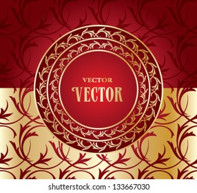 red  seamless background with gold  ornament