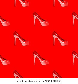 Red seamless background with shoes