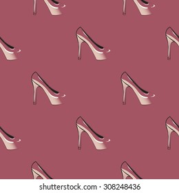Red seamless background with shoes