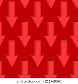 Red seamless background tile with 3d effect cutout arrows pointing down. This file is Vector EPS10 and uses transparencies, clipping mask and blends. 