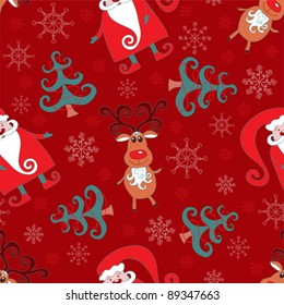 Red seamless christmas pattern 1. Vector background.