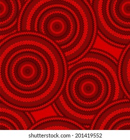 Red Seamless Ethnic Geometric Knitted Pattern. Style Circle Background. Print Christmas Paper Wrapping Texture Sample