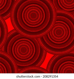 Red Seamless Ethnic Geometric Knitted Pattern. Style Circle Background