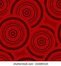Red Seamless Ethnic Geometric Knitted Pattern. Style Circle Background. Print Christmas Paper Wrapping Texture Sample