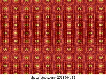 Rotes nahtloses ethnisches geometrisches Strickmuster. Stilkreis-Hintergrund. Retro-Strickmuster.