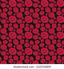 Red seamless floral background. pattern with red flowers. Floral vector illustration	