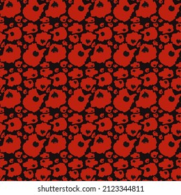 Red seamless floral background. pattern with red flowers. Floral vector illustration	