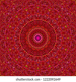 Red seamless floral garden mandala pattern wallpaper - geometrical abstract vector meditation background illustration
