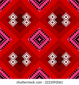 red seamless geometric ethnic pattern background