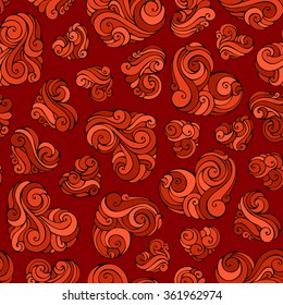 Red seamless hearts pattern. Vector Valentine's or wedding template. Boundless background can be used for web page backgrounds, textile surfaces, wallpapers, congratulations and invitations.