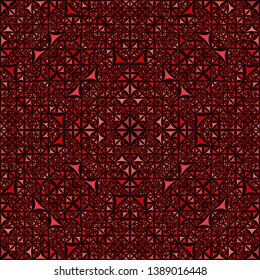 Red seamless kaleidoscope pattern background design - abstract geometric vector wallpaper graphic with curved triangles