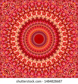 Red seamless kaleidoscope pattern background - abstract geometrical vector mandala wallpaper graphic with triangles