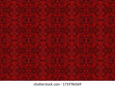 Red seamless mosaic pattern. Abstract hexagon background for wallpaper, backdrop, banner, template, illustration, fabric and other applications. Vector. 