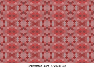 Red seamless mosaic pattern. Abstract hexagon background for wallpaper, backdrop, banner, template, illustration, fabric and other applications. Vector. 