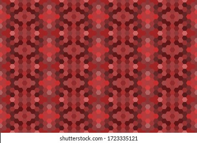 Red seamless mosaic pattern. Abstract hexagon background for wallpaper, backdrop, banner, template, illustration, fabric and other applications. Vector. 