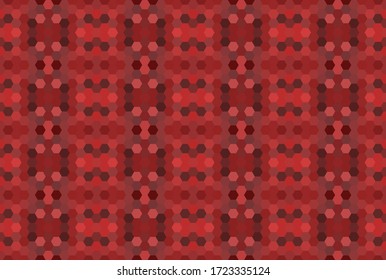 Red seamless mosaic pattern. Abstract hexagon background for wallpaper, backdrop, banner, template, illustration, fabric and other applications. Vector. 
