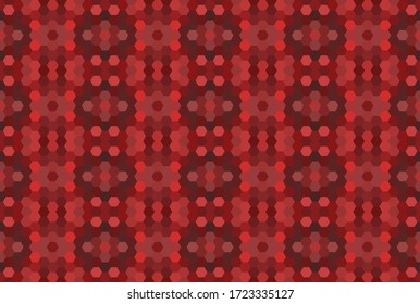 Red seamless mosaic pattern. Abstract hexagon background for wallpaper, backdrop, banner, template, illustration, fabric and other applications. Vector. 