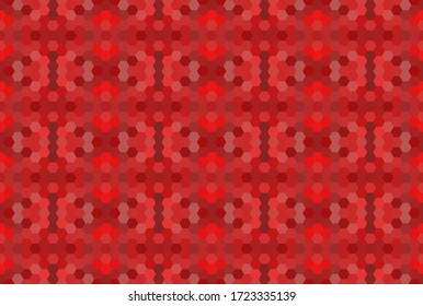 Red seamless mosaic pattern. Abstract hexagon background for wallpaper, backdrop, banner, template, illustration, fabric and other applications. Vector. 