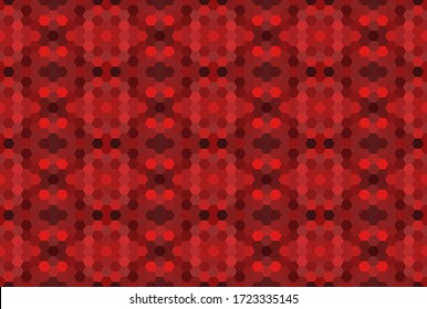 Red seamless mosaic pattern. Abstract hexagon background for wallpaper, backdrop, banner, template, illustration, fabric and other applications. Vector. 