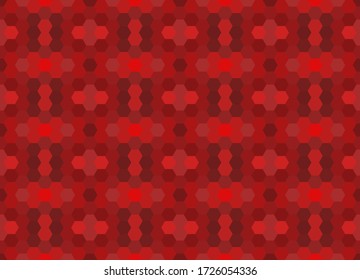 Red seamless mosaic pattern. Abstract hexagon background for wallpaper, backdrop, banner, template, illustration, fabric and other applications. Vector. 