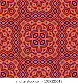 Red seamless  mosaic vector ornament, oriental style