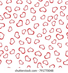Red seamless patern with hearts. Vector illustration for design textiele, wrapping paper, card, banner