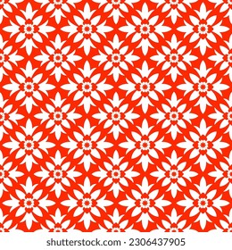 Red seamless pattern with abstract floral design