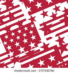 Red seamless pattern with american flag elements