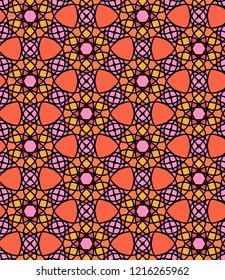 Red seamless pattern with bound lines. 
A hand drawn seamless vector pattern with grid.