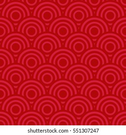 Red seamless pattern from circles. Chinese background