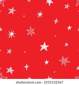  Red seamless pattern with decorative stars. Can be used for wallpaper, pattern fills, web page background, surface textures.