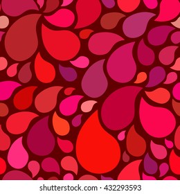 Red Seamless pattern drops on dark background. Vector red drops. Drop pattern for fabric.Red drops texture background.