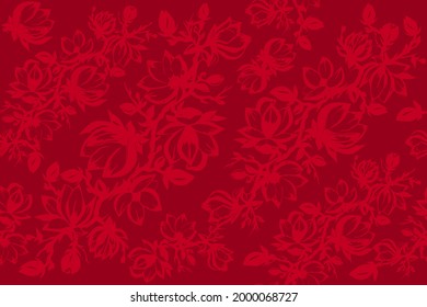Patrón ininterrumpido rojo con rama floral