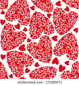 red seamless pattern in hearts