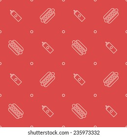 Red Seamless pattern of hot dog 