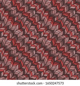 Red seamless pattern with interweaving of braids. Abstract ornamental background in form of a knitted fabric. Stylized textured yarn or hairstyle close-up