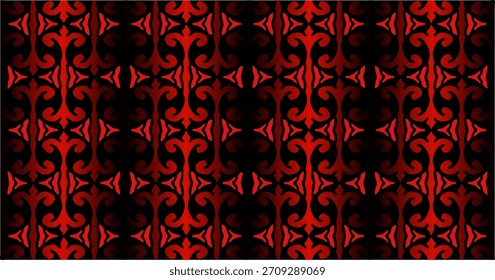 Patrón rojo sin fisuras con Formas abstractas adornadas que forman una textura decorativa brillante.