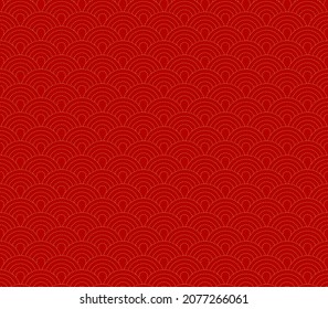 Red seamless pattern vector illustration. Traditional background. Chinese new year. Vector red abstract design. Japanese traditional background with waves