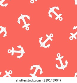 Red seamless pattern with white anchors